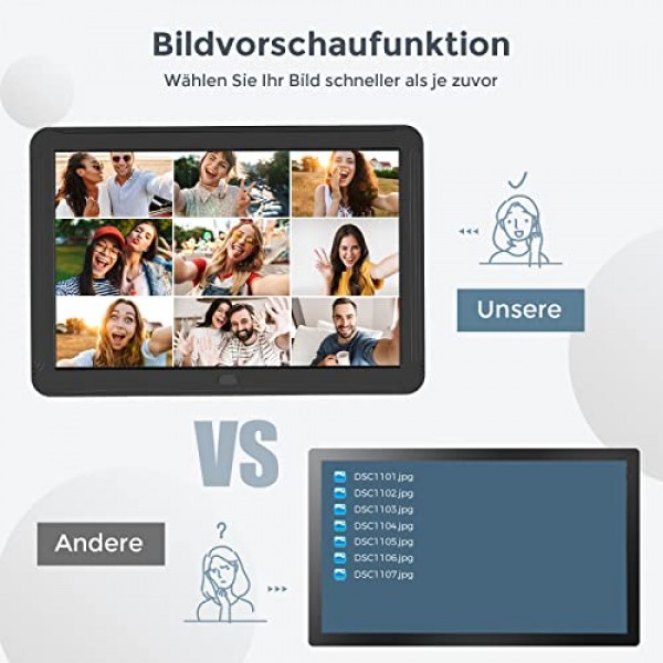 BRIHIEVY 디지털 액자, 10.1인치, 1920 x 1080P HD IPS 화면을 갖춘 전자 액자, 리모컨, 간편한 설정, 비디오, 음악, 사진 달력, 시계, SD/MMC/MS/USB 지원