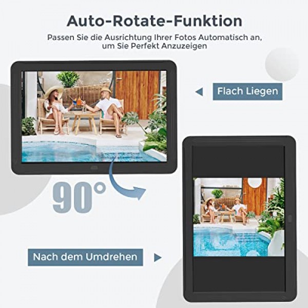 BRIHIEVY 디지털 액자, 10.1인치, 1920 x 1080P HD IPS 화면을 갖춘 전자 액자, 리모컨, 간편한 설정, 비디오, 음악, 사진 달력, 시계, SD/MMC/MS/USB 지원