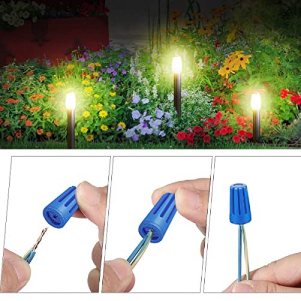 22AWG-14AWG용 방수 조경 와이어 커넥터, 파란색 그리스 캡 실외 전기 너트 캡은 관개 시스템에 사용 가능(25팩)