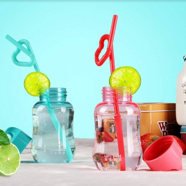 cailiya 마시는 병, 휴대용 스포츠 병, 미니 플라스틱 컵, 로프가 달린 손 컵, 야외 하이킹 캠핑, 여행, 스포츠에 적합, 매일 음료, 보관에도 적합(2PCS, 200ML)(녹색)