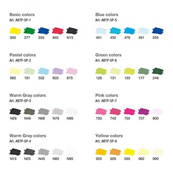 Tombow ABT PRO ABTP-5P-5 알코올 기반 마커(두 개의 펜촉 블루 색상 포함)