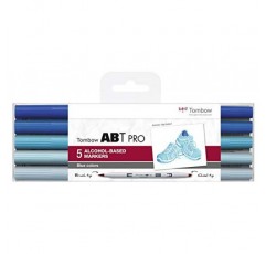 Tombow ABT PRO ABTP-5P-5 알코올 기반 마커(두 개의 펜촉 블루 색상 포함)