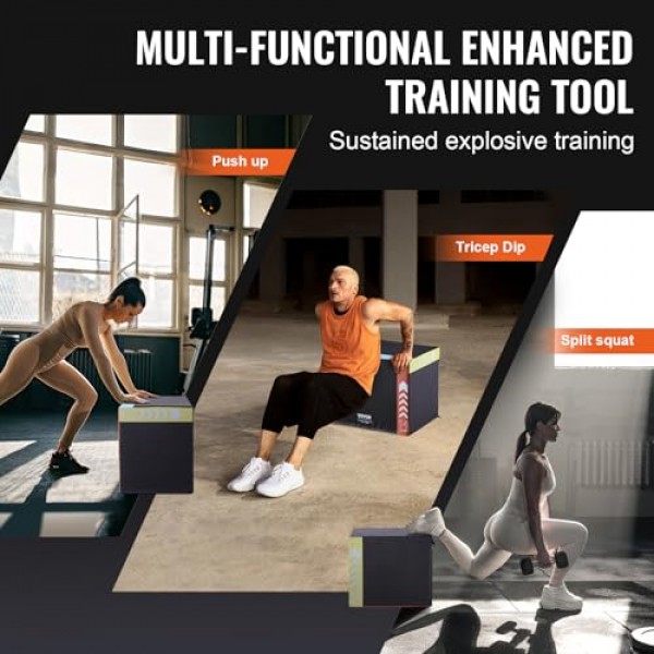 3 in 1 플라이오메트릭 점프 박스, 면 플라이오 박스, 플랫폼 및 점프 민첩성 박스, 홈 체육관 트레이닝용 미끄럼 방지 피트니스 운동 스텝업 박스, 컨디셔닝 근력 트레