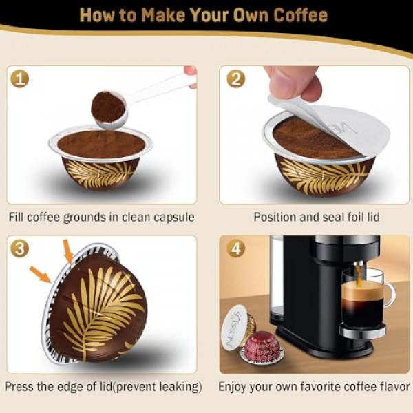 재사용 가능한 Vertuo 포드용 알루미늄 호일 씰 뚜껑, Nespresso VertuoLine 머신과 호환 가능(48개 호일 뚜껑 전용, 62mm)