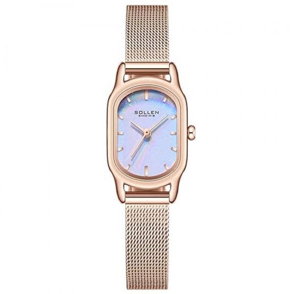 SOLLEN 여성용 쿼츠 시계, 방수 패션 아날로그 쿼츠 여성용 시계