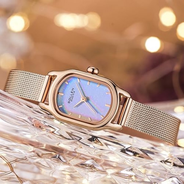 SOLLEN 여성용 쿼츠 시계, 방수 패션 아날로그 쿼츠 여성용 시계