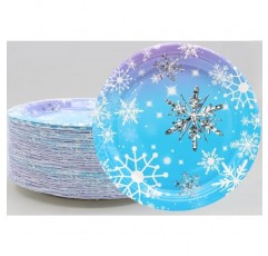 50Pcs 냉동 눈송이 파티 용품, 눈송이 종이 접시, 7 