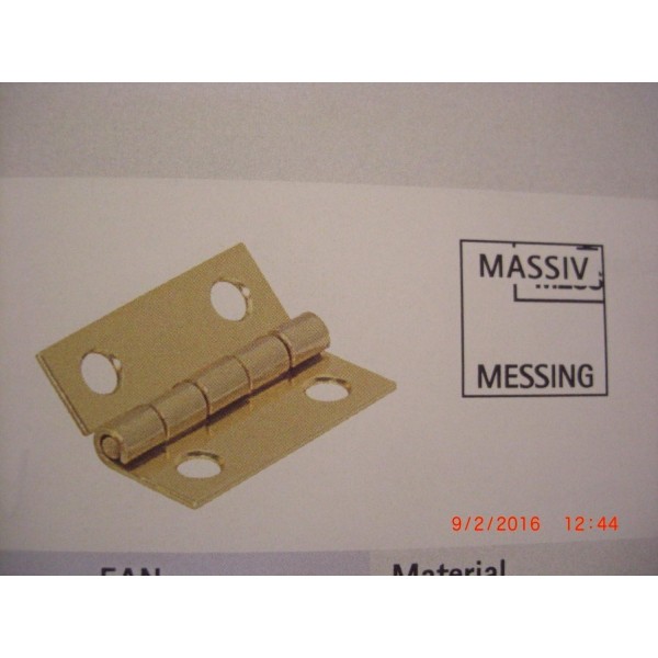 Hettich 좁은 경첩, 100 x 50mm, 무광택 황동, 나사 포함, 2개, 9100446