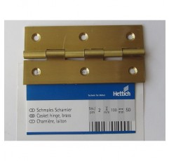 Hettich 좁은 경첩, 100 x 50mm, 무광택 황동, 나사 포함, 2개, 9100446