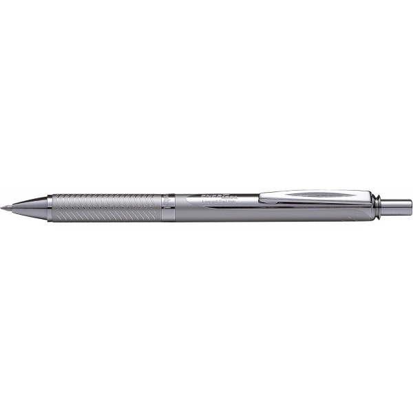Pentel BL407-A 젤 롤러볼 펜 EnerGel Sterling 푸시 메커니즘, 실버 메탈 하우징 0.7 mm, 블랙
