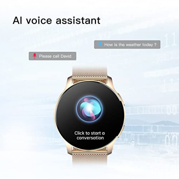 전화 기능이 포함된 여성용 스마트워치 360 x 360 해상도 IP67 방수 심박수 SpO2 혈압 모니터 20가지 스포츠 모드 앱 안드로이드 아이폰용 알림 알림 라운드 로즈 골드 시계