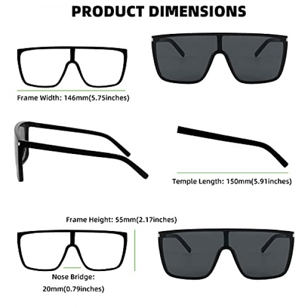 FEISEDY 선글라스 여성 플랫 팁 오버사이즈 클래식 디자이너 쉴드 선글라스 B2759