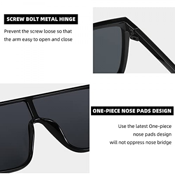 FEISEDY 선글라스 여성 플랫 팁 오버사이즈 클래식 디자이너 쉴드 선글라스 B2759