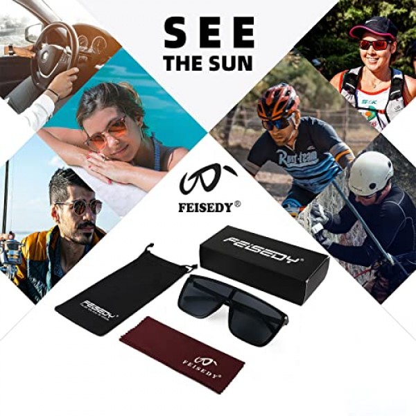 FEISEDY 선글라스 여성 플랫 팁 오버사이즈 클래식 디자이너 쉴드 선글라스 B2759