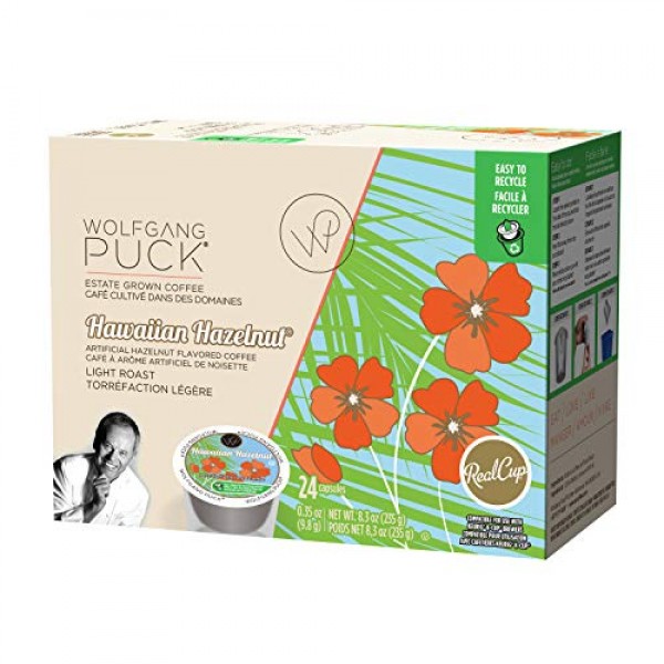 볼프강 퍽 커피 1회용 캡슐, Keurig K-Cup Brewers와 호환 가능, 하와이안 헤이즐넛, 24개