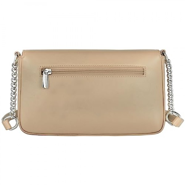 David Jones - 소형 숄더백 여성용 - 크로스바디 백 PU 가죽 - 여성용 체인 숄더백 직사각형 가방 - 이브닝 백 휴대폰 핸드백 클러치 체인 백 - 우아함 여행 파티, 베이지,