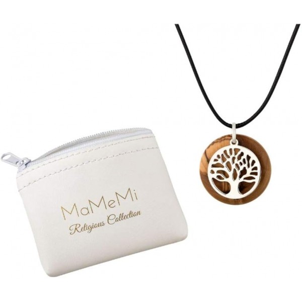 MaMeMi 성지에서 온 올리브 나무 펜던트에 925 스털링 실버로 만든 생명의 나무가 있는 아름다운 목걸이 3 cm