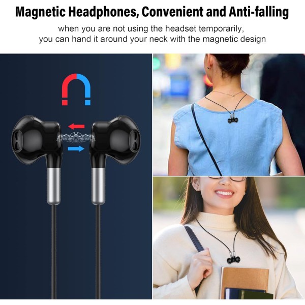 USB C 헤드폰, Hmusic USB Type C 헤드폰 마그네틱, 유선 이어폰 삼성 Galaxy S22 S21 S20 FE22/ Pixel 6 5 4 3XL/ Xiaomi 12/11용 마이크 볼륨 컨트롤이 있는 인이어 헤드셋(검은색)