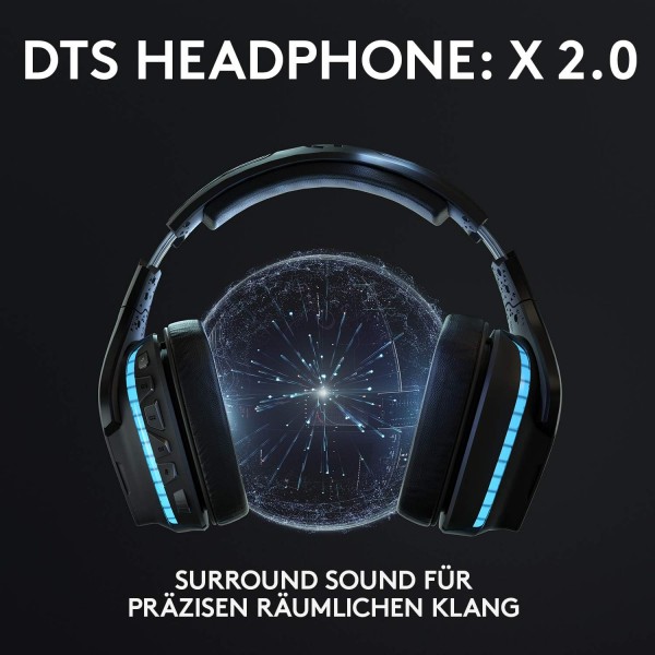 LIGHTSYNC RGB, 7.1 서라운드 사운드, DTS 헤드폰:X 2.0, 50mm 드라이버, 플립 음소거 기능이 있는 붐 마이크, PC/Xbox One/PS4/Nintendo Switch - 블랙 유선 헤드셋이 포함된 Logitech G635 유