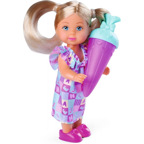 Simba 105733643 Evi Love 1st School Day, 인형 놀이 첫 등교 날, 달콤한 드레스와 책가방, 12cm, 3살부터