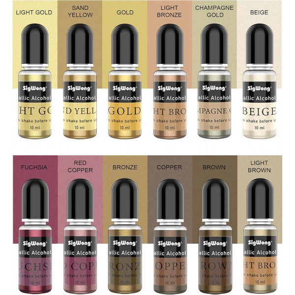 메탈릭 알코올 잉크 세트 - 24색 고농축 알코올 기반 잉크, 레진 페트리 접시, 코스터, 페인팅에 이상적인 농축 에폭시 수지 페인트 염료(각 10ml)