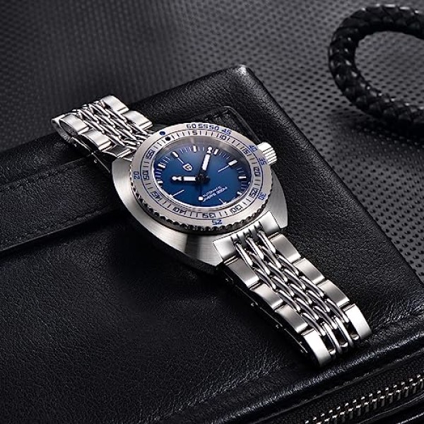 Pagani Design 남성용 시계 자동 기계식 우아한 비즈니스 남성용 시계 일본 무브먼트 NH38 42.7mm 스테인레스 스틸 사파이어 거울 300 M 방수 1719, 실버