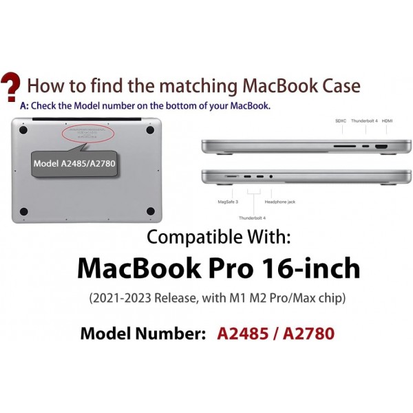 UESWILL 2021 MacBook Pro 16 케이스 모델 A2485와 호환 가능, MacBook Pro 16용 M1 Pro / M1 Max 칩 및 Touch ID + 극세사 천, Midnight Green 2021 MacBook Pro 16(M1 Pro/Max) Green - Midnight용 무광택 하드