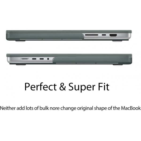 UESWILL 2021 MacBook Pro 16 케이스 모델 A2485와 호환 가능, MacBook Pro 16용 M1 Pro / M1 Max 칩 및 Touch ID + 극세사 천, Midnight Green 2021 MacBook Pro 16(M1 Pro/Max) Green - Midnight용 무광택 하드