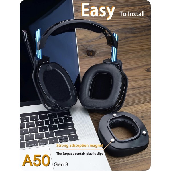 로지텍 Astro A50 Gen 3세대 헤드폰용 이어 패드 + 헤드폰 자석 포함 쿠션 이어컵(단백질 스킨 소재) 프로틴 스킨 소재
