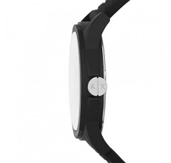 Armani Exchange AX2520 남성용 시계, 3점 무브먼트, 44mm 블랙 나일론 케이스(고무 스트랩 포함), 블랙, 브레이슬릿