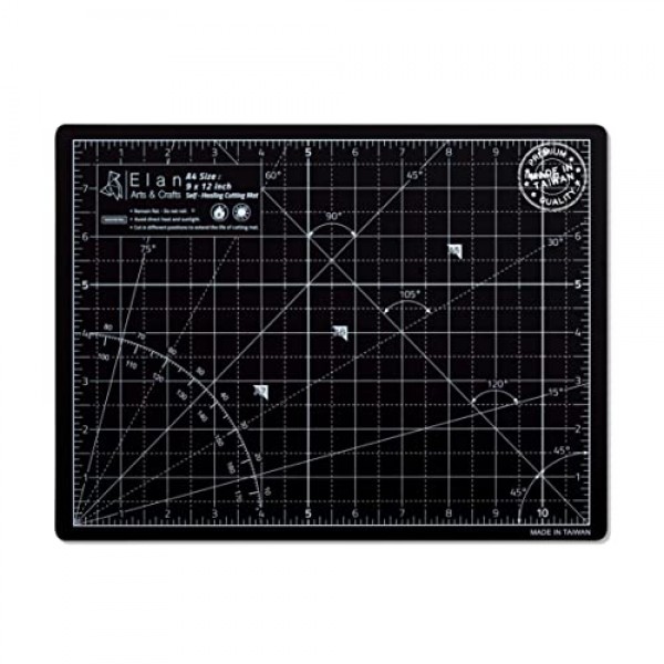 Elan 커팅 매트 A4 Black & Taupe, 자가 치유 커팅 매트 9 x 12 인치, 5겹 공예 매트 검정, 취미 커팅 매트 9x12 인치, 공예용 직물 도마, 퀼팅 도마, 모델링 매트