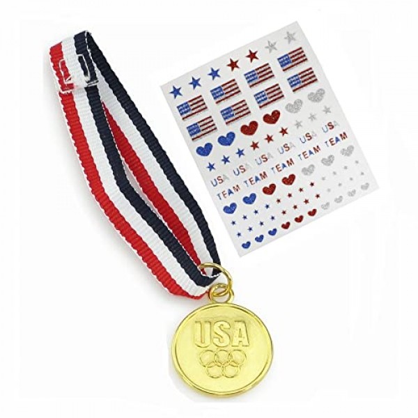 Emily Rose 18인치 인형 체조 의류 및 액세서리 세트 - 레오타드, 텀블링 매트, 금메달 및 애국적인 얼굴 스티커 포함! l 대부분의 18 인형에 적합