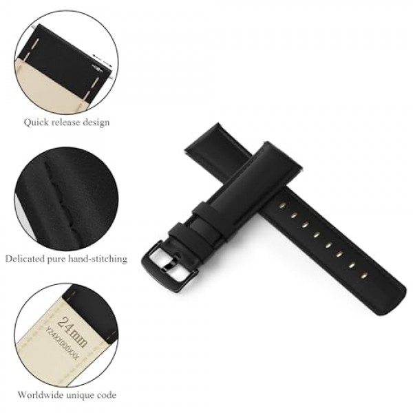 남성 여성을위한 스테인레스 스틸 배포 버클과 악어 곡물 퀵 릴리스 20mm 22mm 24mm 시계 스트랩과 가죽 시계 밴드