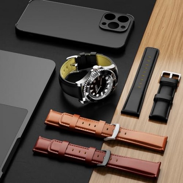 남성 여성을위한 스테인레스 스틸 배포 버클과 악어 곡물 퀵 릴리스 20mm 22mm 24mm 시계 스트랩과 가죽 시계 밴드