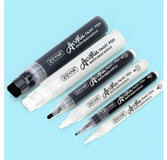 ZEYAR 아크릴 페인트 마커 펜, 3가지 포인트 크기: Extra Fine(0.7mm), Medium Bullet(2.5mm), Jumbo Felt Tip(10-15mm) (흑백 색상, Extra fine,Medium,Jumbo)