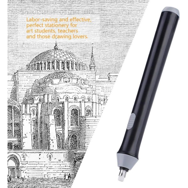 Akozon Electric Battery Powered 자동 지우개 22 지우개 리드 전기 지우개 키트 자동 휴대용 고무 연필 (검정)