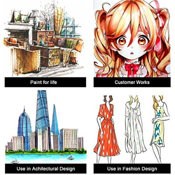 어린이 및 성인을 위한 80가지 색상 아트 마커 세트, 그리기, 스케치, 일러스트레이션, 만화를 위한 미세한 총알 및 끌 포인트 팁과 인체공학적 삼중 타원형 배럴이 있