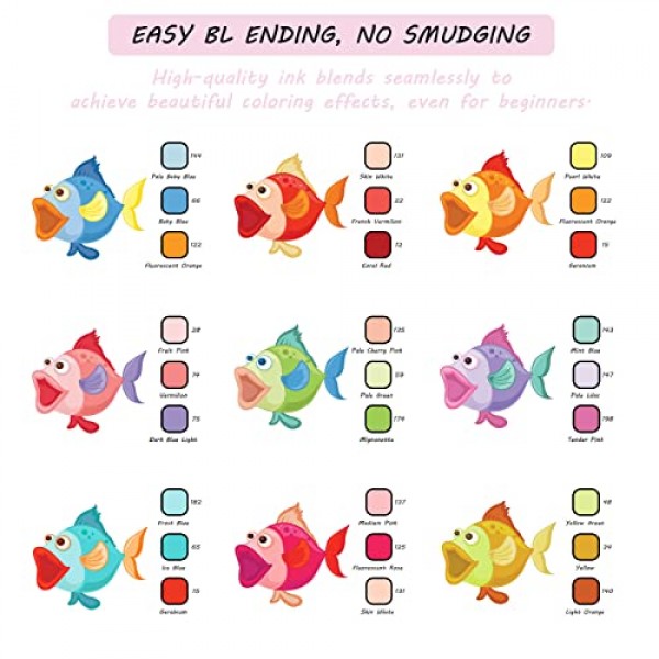 어린이 및 성인을 위한 80가지 색상 아트 마커 세트, 그리기, 스케치, 일러스트레이션, 만화를 위한 미세한 총알 및 끌 포인트 팁과 인체공학적 삼중 타원형 배럴이 있