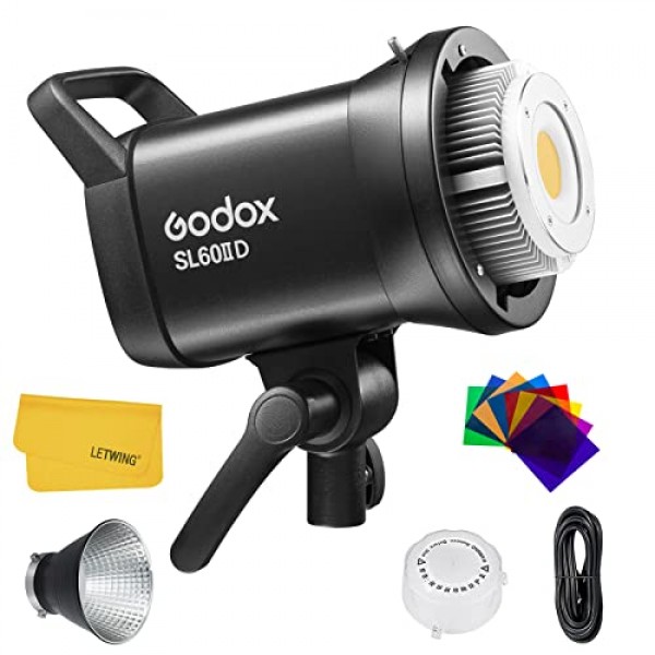 Godox SL60IID SL60II-D LED 비디오 조명, 5600±200K, 업그레이드된 CRI 96+, TLCI 97+, 내장형 8 FX 효과, 매우 조용한 팬, 백색 일광 연속 조명, Bowens 마운트, 앱 제어