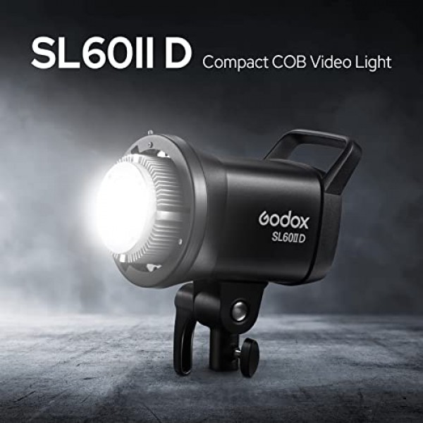 Godox SL60IID SL60II-D LED 비디오 조명, 5600±200K, 업그레이드된 CRI 96+, TLCI 97+, 내장형 8 FX 효과, 매우 조용한 팬, 백색 일광 연속 조명, Bowens 마운트, 앱 제어