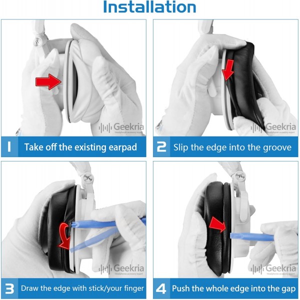 오디오 테크니카 M50X M50XBT M50XBT2 M50 M40X M30 M20 M10 헤드폰 이어패드 이어컵 수리 부품(분홍색)용 Geekria QuickFit 교체용 이어패드