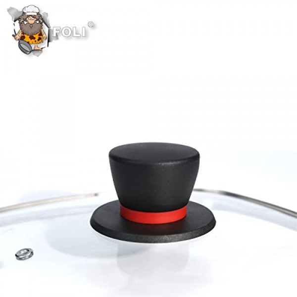 스팀 벤트 구멍이 있는 그릴 팬용 사각 유리 뚜껑 - Lodge 주철 프라이팬에 적합 10.5인치(26.67cm) - 사각 강화 유리 뚜껑 - 범용 교체 커버 베이클라이트 원형 손잡이