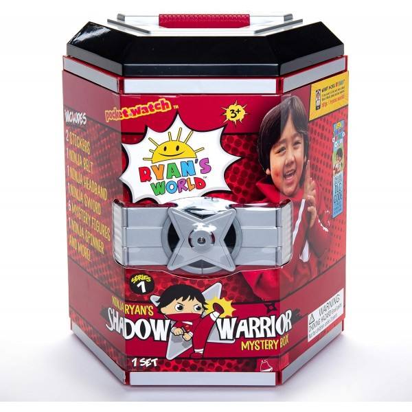 RYAN'S WORLD 200773.002 전용 피규어와 닌자 테마 완구가 포함된 워리어 케이스, 멀티, 22.2 x 25.4 x 31.4 센티미터 싱글