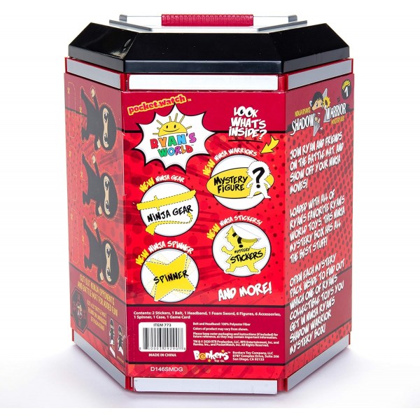 RYAN'S WORLD 200773.002 전용 피규어와 닌자 테마 완구가 포함된 워리어 케이스, 멀티, 22.2 x 25.4 x 31.4 센티미터 싱글