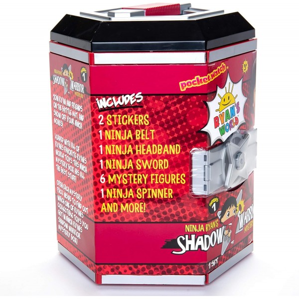 RYAN'S WORLD 200773.002 전용 피규어와 닌자 테마 완구가 포함된 워리어 케이스, 멀티, 22.2 x 25.4 x 31.4 센티미터 싱글