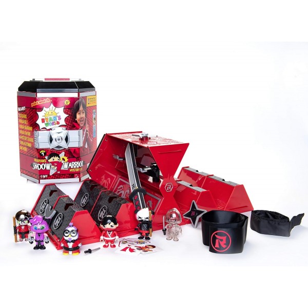 RYAN'S WORLD 200773.002 전용 피규어와 닌자 테마 완구가 포함된 워리어 케이스, 멀티, 22.2 x 25.4 x 31.4 센티미터 싱글