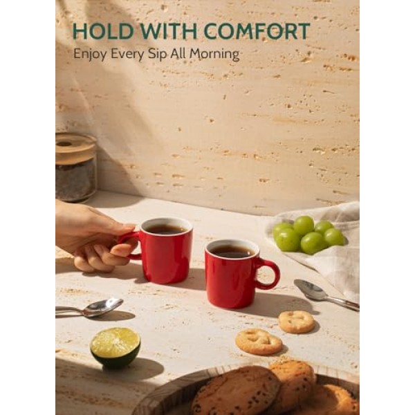 Sweese 3.5온스 도자기 에스프레소 컵 4개 세트, 미니 커피 머그 데미타스 컵 - 레드, 602024622727