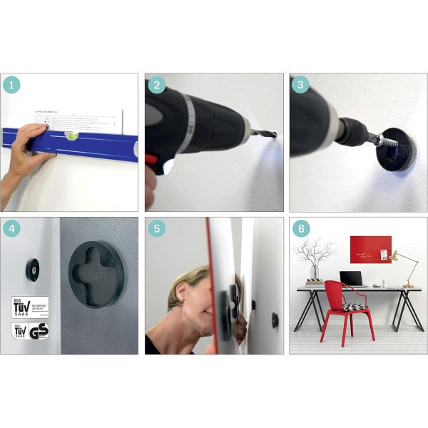 SIGEL GL515 Premium Magnetic Glass Board 60x40 cm, 민트: 무광, 무반사, TÜV 테스트 완료, 손쉬운 조립, Artverum Single 60 x 40 cm 민트(무광)