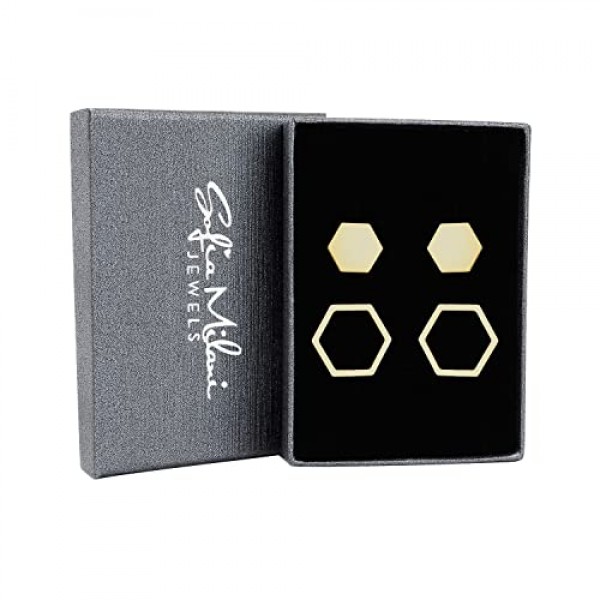 SOFIA MILANI - 여성용 925 실버 귀걸이 - 육각 육각형 스터드 귀걸이