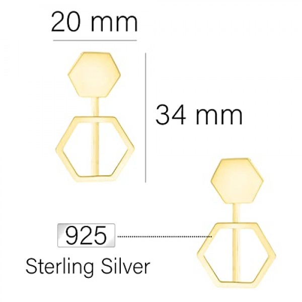 SOFIA MILANI - 여성용 925 실버 귀걸이 - 육각 육각형 스터드 귀걸이